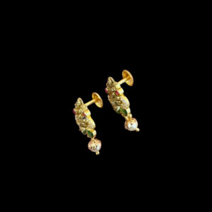 Divine Lakshmi Emerald & Pearl Drop Earrings