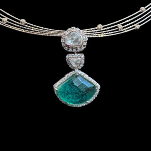 Grand Emerald & Diamond Drop Necklace