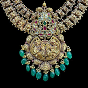 Majestic Lakshmi & Peacock Antique Gold Haram II