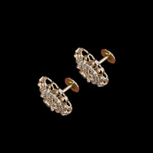 Radiant Emerald & Diamond Floral Gold Studs