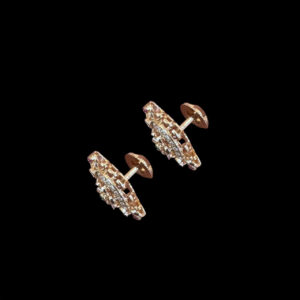 Regal Ruby & Emerald Floral Gold Stud Earrings
