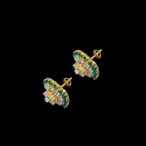 Majestic Emerald & Diamond Cluster Studs