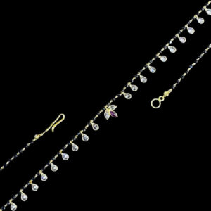 Ethereal Diamond Drop Black Bead Necklace