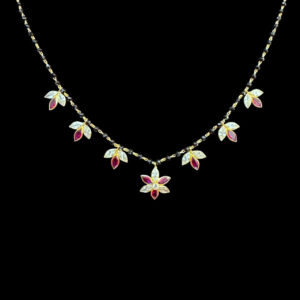 Regal Ruby Floral Black Bead Mangalsutra