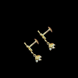 Dainty Emerald Vine & Pearl Drop Studs
