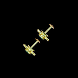 Graceful Emerald Floral Gold Studs