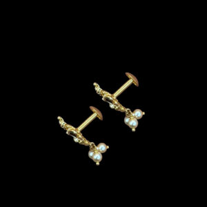 Divine Lakshmi Gold & Pearl Drop Studs