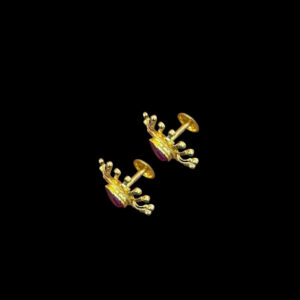 Radiant Ruby Sunburst Gold Studs