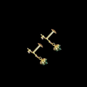 Ornate Ruby Emerald & Diamond Vine Earrings