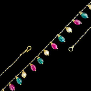 Regal Ruby Emerald & Pearl Drop Necklace