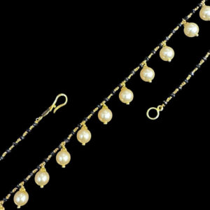 Dainty Pearl Drop Black Bead Necklace