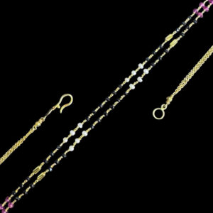 Elegant Ruby & Pearl Black Bead Chain