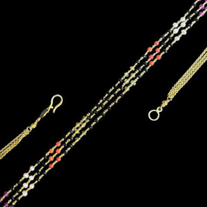 Regal Navratna Triple Strand Bead Necklace