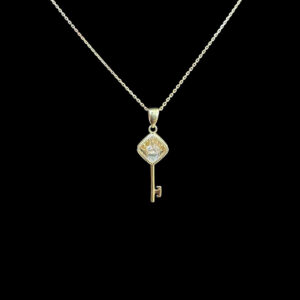 Classic Gold Key Diamond Pendant Chain