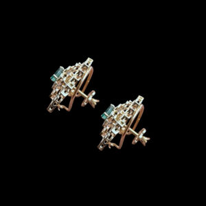 Ethereal Emerald & Diamond Blossom Studs