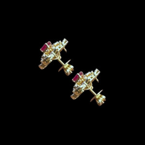 Regal Ruby & Diamond Floral Studs II