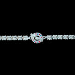 Ornate Peacock Silver & Ruby Bracelet