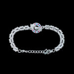 Ornate Peacock Silver & Ruby Bracelet