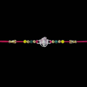 Divine Ganesha Silver Beaded Rakhi