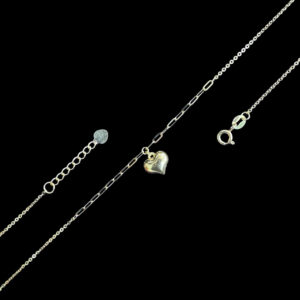 Playful Puffed Heart Gold Paperclip Chain