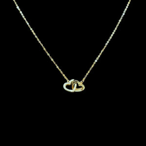 Graceful Interlocking Hearts Gold Pendant