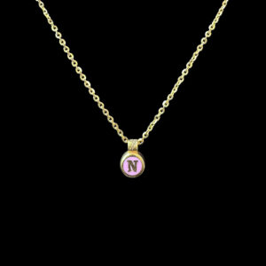 Whimsical Pink N Initial Gold Pendant