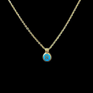 Playful Turquoise R Initial Gold Pendant