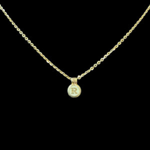 Dainty R Initial Gold Pendant Chain
