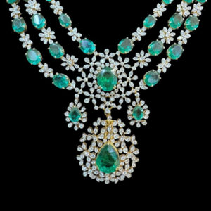 Grand Emerald & Diamond Layered Bridal Necklace