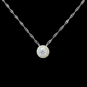 Dainty Round Diamond Halo Solitaire Pendant