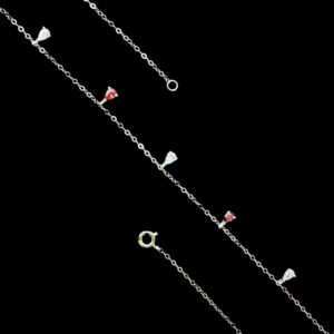 Radiant Diamond & Garnet Pear Drop Station Necklace