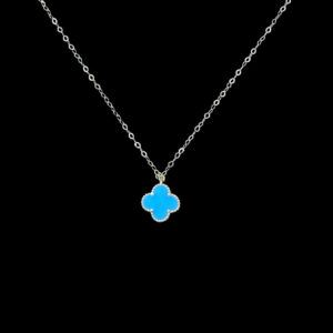 Playful Turquoise Clover Gold Pendant