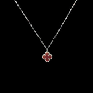 Radiant Carnelian Clover Gold Pendant