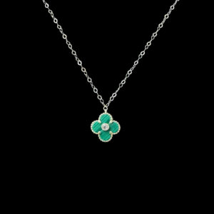 Elegant Malachite Clover Gold Pendant