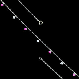 Dainty Pink Sapphire & Diamond Station Necklace