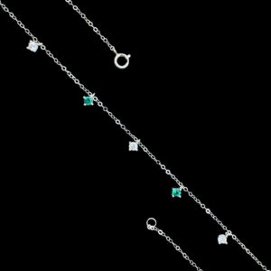 Ethereal Emerald & Diamond Drop Station Necklace