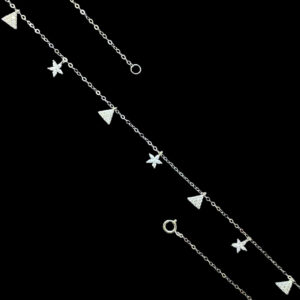 Whimsical Diamond Triangle & Floral Station Necklace