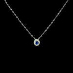 Majestic Blue Sapphire & Diamond Halo Pendant