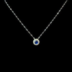 Majestic Blue Sapphire & Diamond Halo Pendant