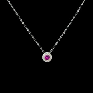 Regal Ruby & Diamond Halo Pendant
