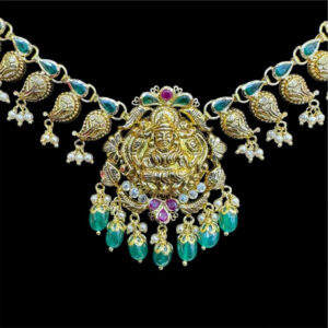 Grand Lakshmi Mango Gold & Emerald Necklace