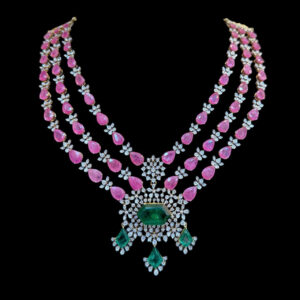 Majestic Ruby & Emerald Diamond Layered Necklace