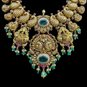Divine Lakshmi Peacock Antique Gold Necklace IV