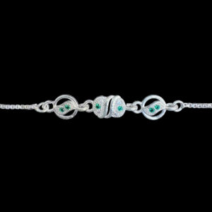 Graceful Green Paisley Silver Bolo Bracelet