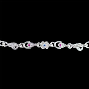 Graceful Blue Floral Silver Bolo Bracelet