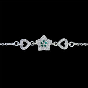 Whimsical Green Star Silver Bolo Bracelet