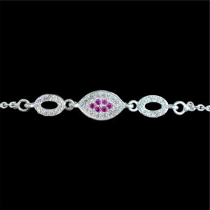 Elegant Pink Marquise Silver Bolo Bracelet