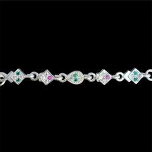 Playful Multi-Stone Silver Bolo Bracelet