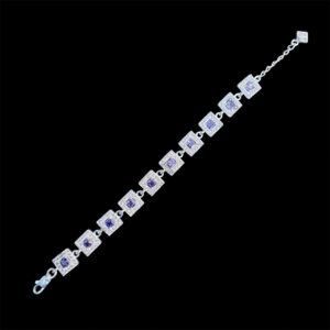 Elegant Amethyst & Silver Square Link Bracelet