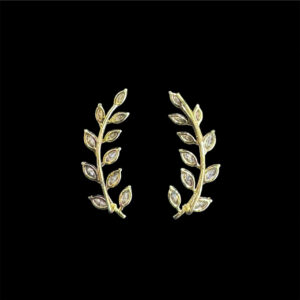 Ethereal Diamond Leaf Vine Ear Climbers II